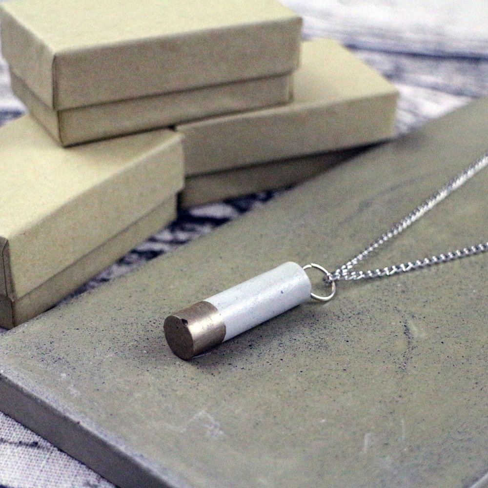 Handcrafted Concrete Cylinder Pendant Necklace